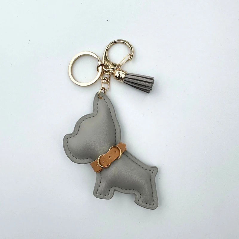 New Creative Dog Shaped Exquisite Artificial Leather Car Keychain Backpack Decoration Cute Keychain Friend Gift