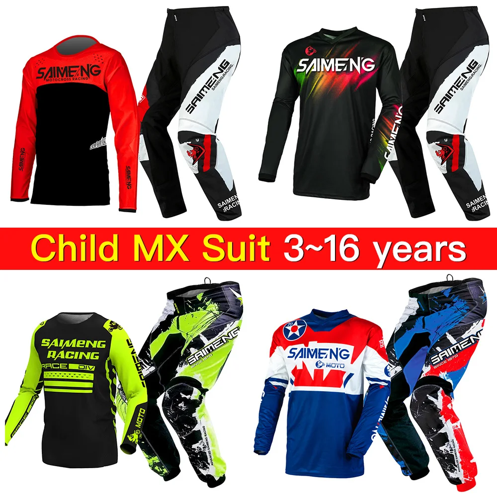 motocross jersey pants kid Enduro cross baby Racer Gear Set name number Off-road MX MTB customize 3 4 5 6 7 8 9 10 year boy girl