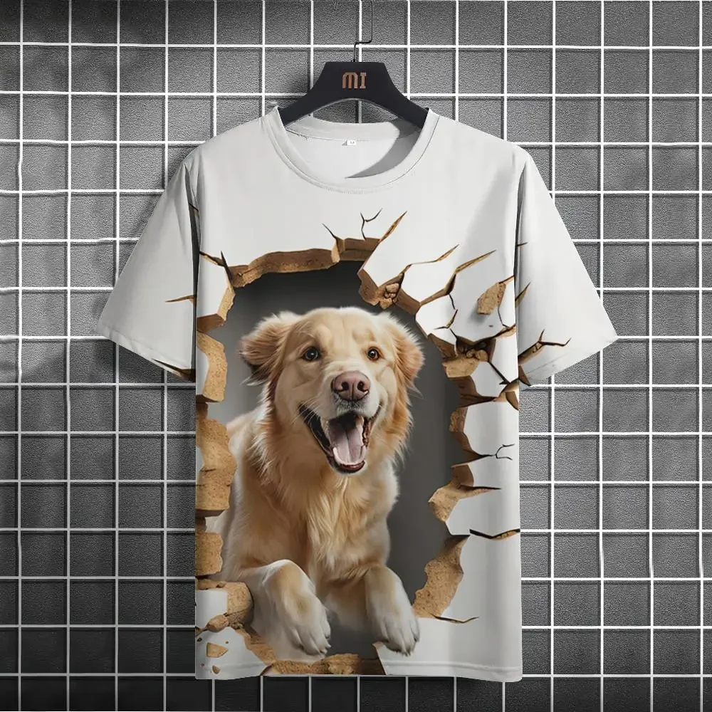 Summer Men's T-shirt New Men's Wear3D Dog Print Short Sleeve Street Fashion Men's T-shirt Street Oversized Men's Clothing