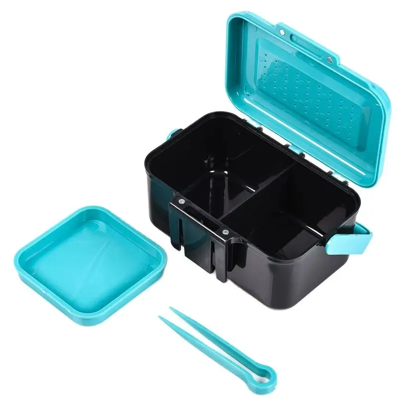 Dual-purpose Blue Handle Hanging Waist Live Bait Box Earthworm Red Worm Belt Clip Fishing Gear Accessories Plastic Storage Case