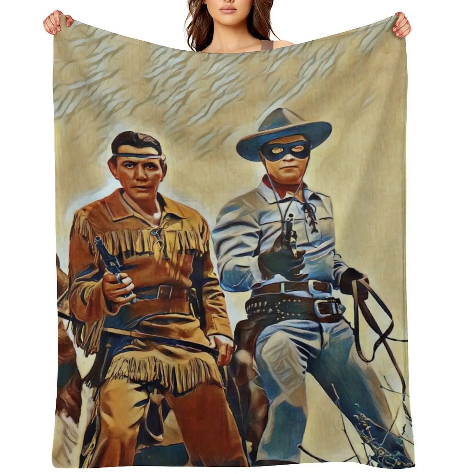 

The Lone Ranger & Tonto, Silver & Scout Throw Blanket Multi-Purpose Decoratives Bed linens Retros Blankets