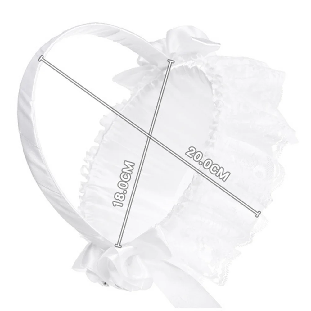 سلة زهور دانتيل أنيقة ديكور من القماش الأبيض مثالي لحفلات الزفاف وحفلات الزفاف وإكسسوارات الحفلات الرومانسية #1