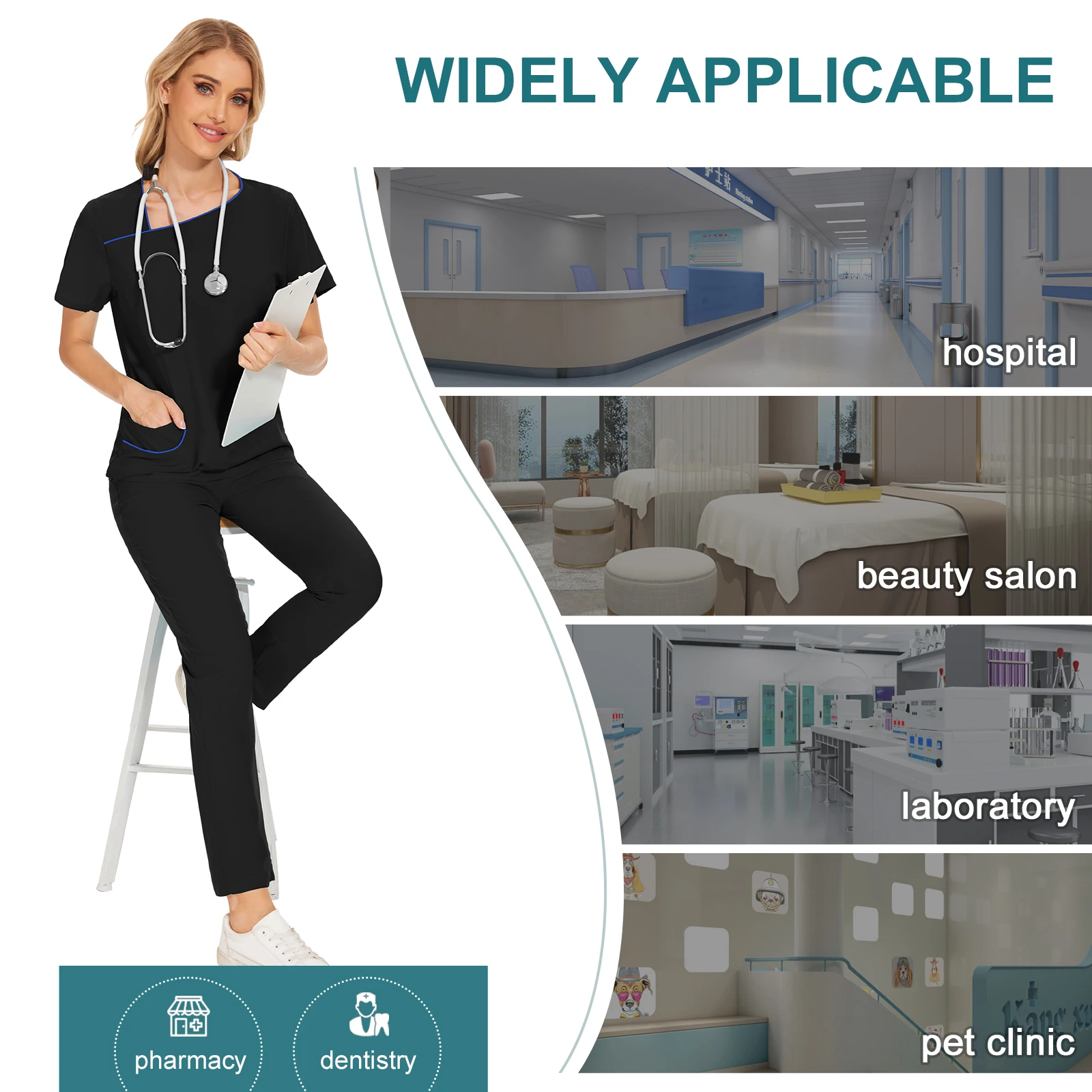 Tuta da lavoro ospedaliera abito chirurgico medico top morbidi pantaloni Pet clinica dentale scrub infermieristica jogger set donna infermiera camicette mediche