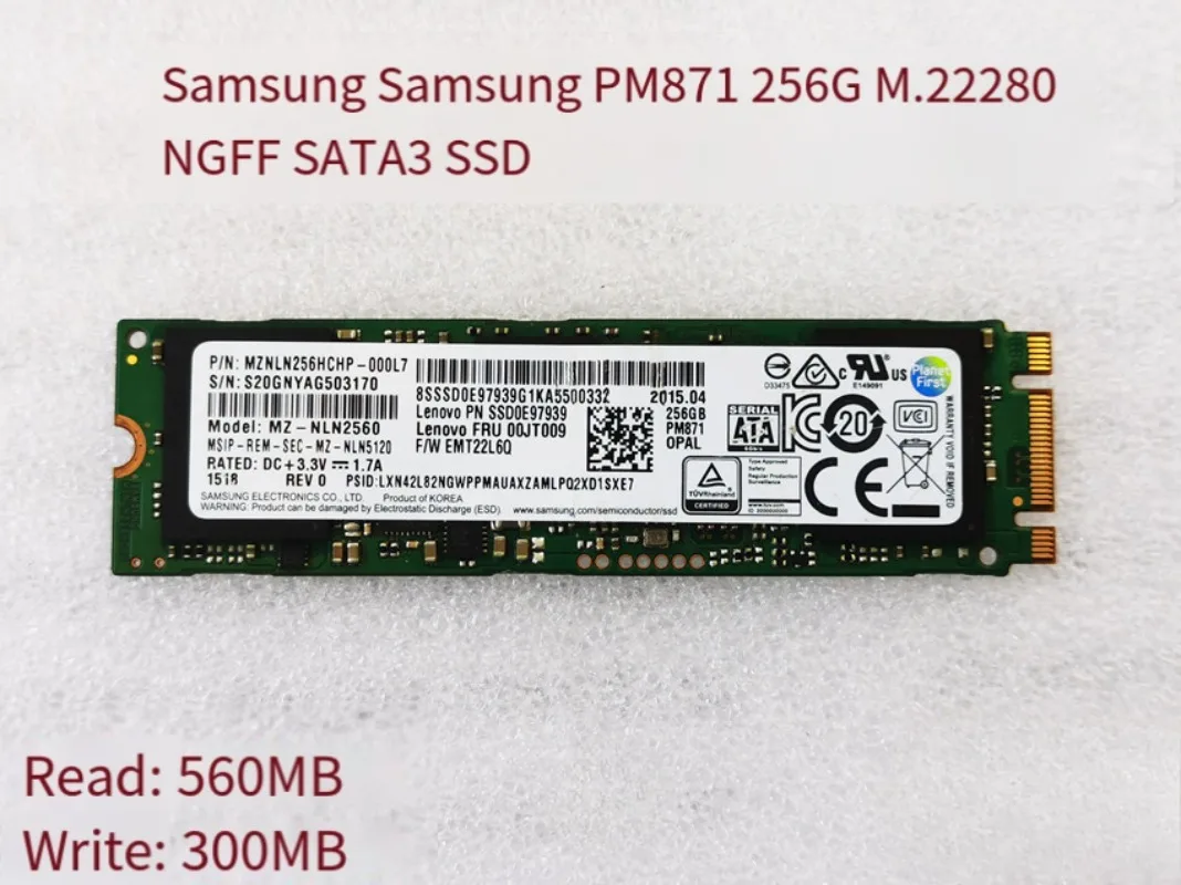 Samsung PM/CM871 256G M.2 2280 NGFF SATA3SSD Notebook Desktop Solid State Drive