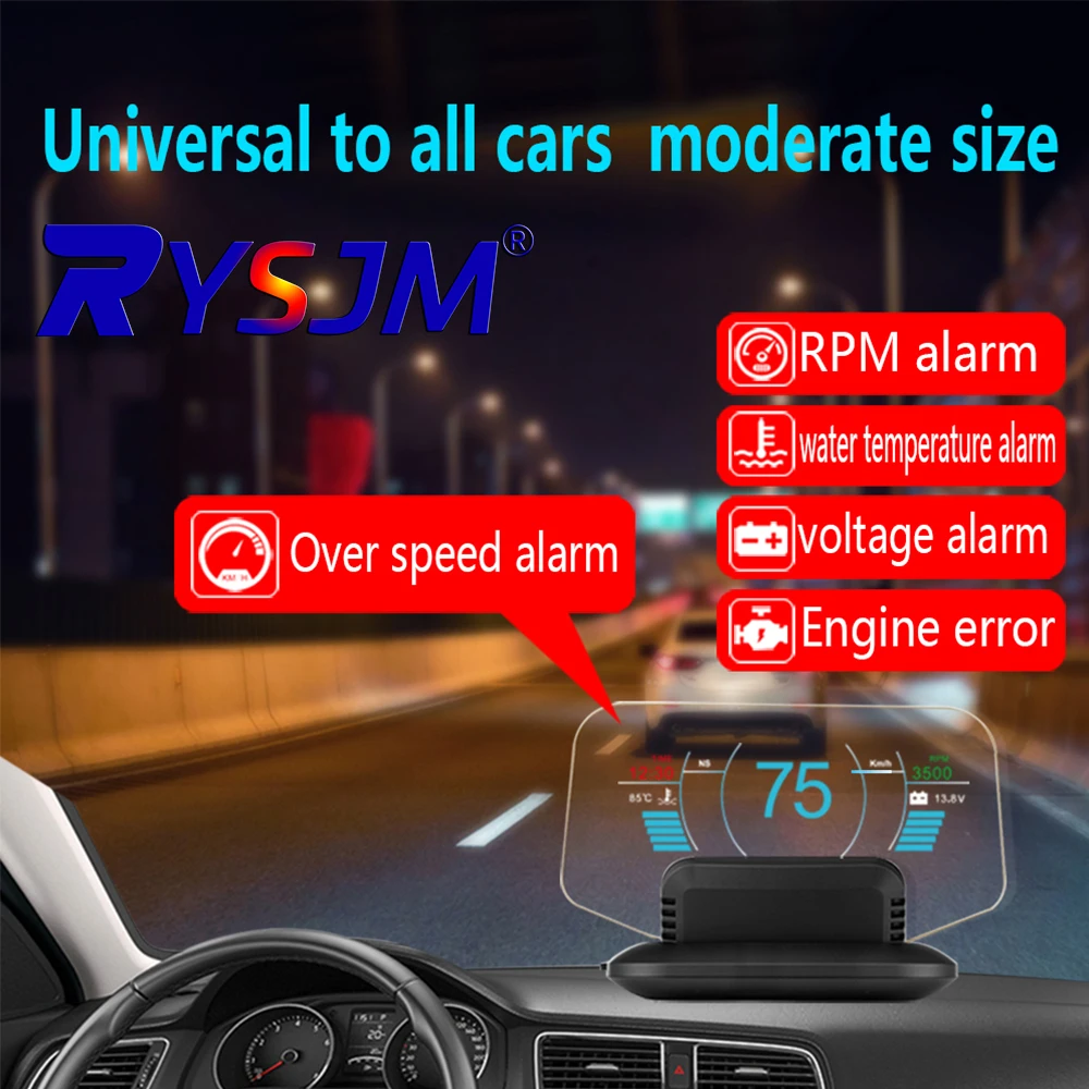 HUD C1/C1 Navigation Head Up Display OBD2+GPS Digital Spssdometer Water Oil Temp RPM Turbo Press Display Windshield Projection