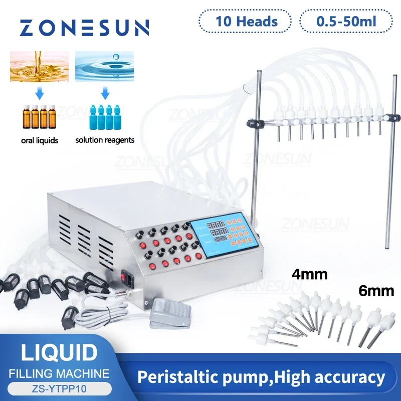 ZONESUN Filling Machine Semi Automatic Juice Liquid Mineral Water Milk Vial Bottle Filler For Food & Beverages Production