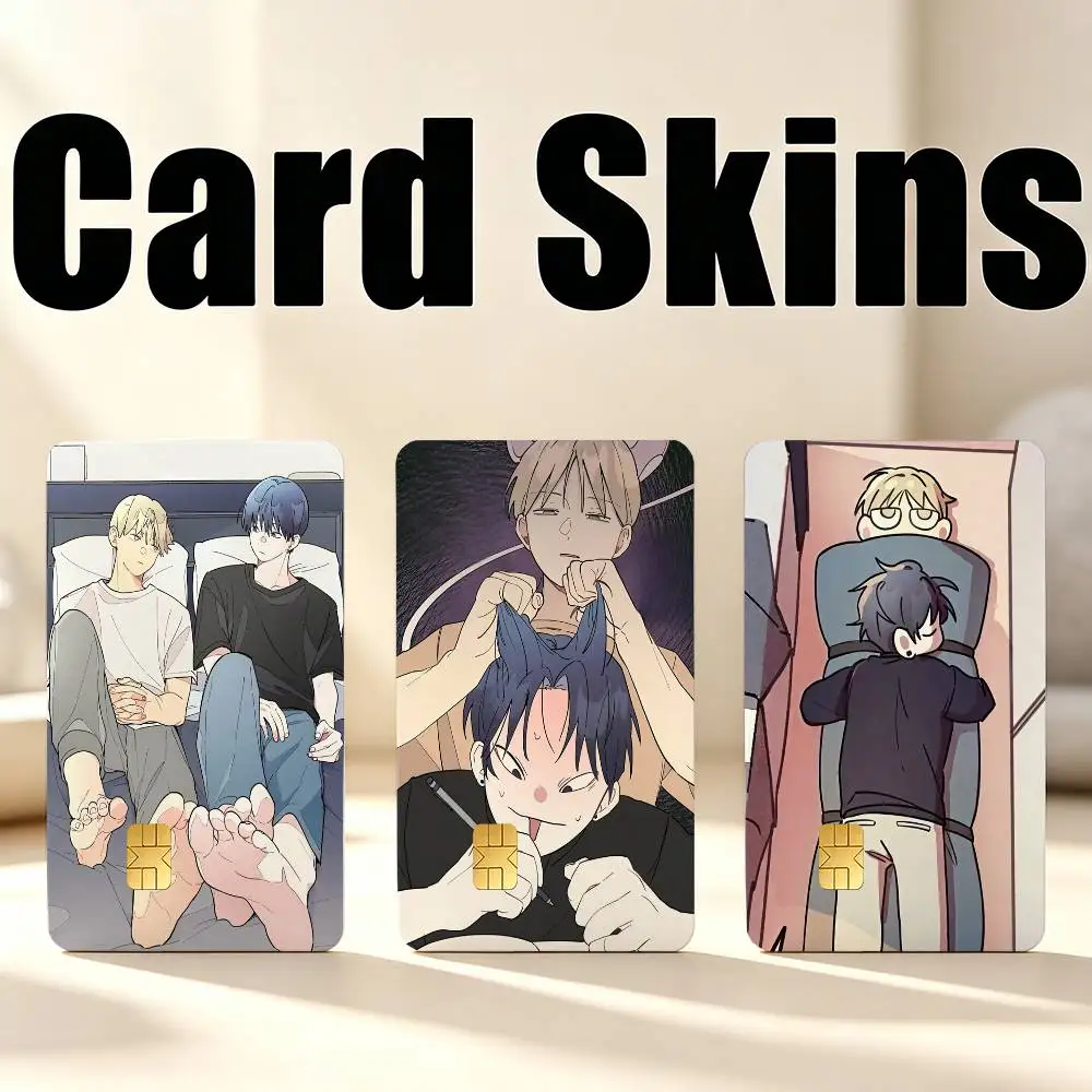 Funny Manhwa One-Room TA  1Set 4Pcs Waterproof Card Skin Stickers for Credit Bus IC Cards