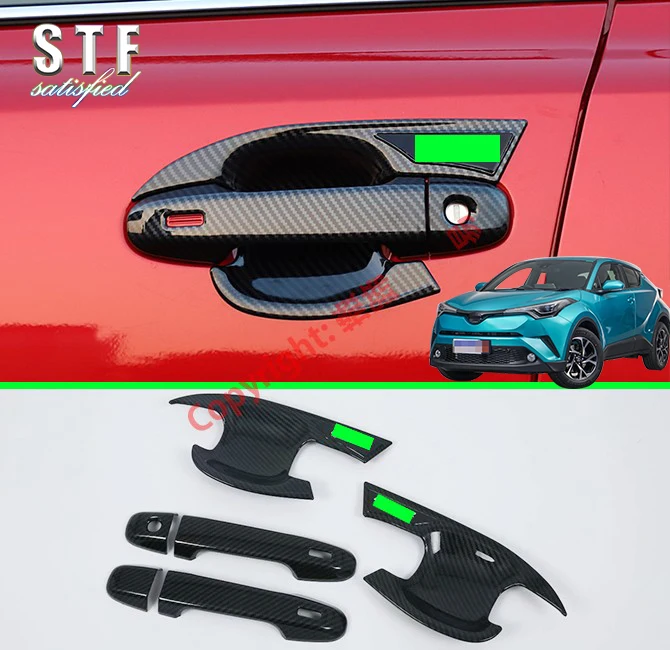 

Carbon Fiber Style Door Handle Cover With Smart Hole Door Bowl Trim For Toyota C-HR CHR 2017 2018 2019 Car Accessories Stickers