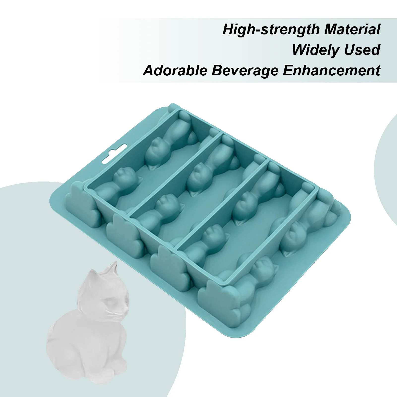 Moldes de hielo para cócteles, molde para gatos, bloque helado, bandeja de molde de hielo para gatos 3D Flexible de 8 cavidades para cóctel, comida, café, jugo, hogar