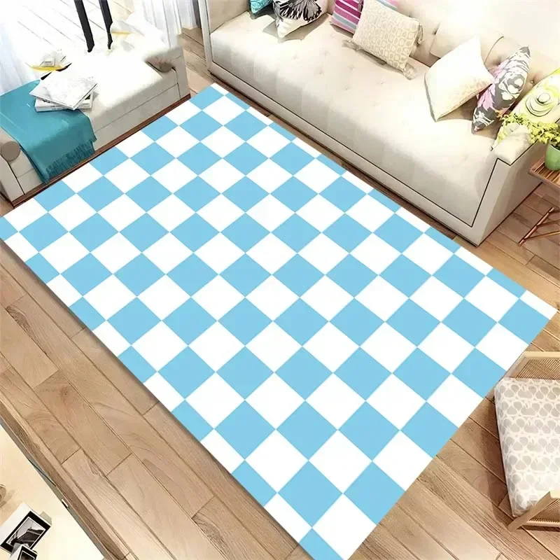 3D printed color geometric plaid carpet, living room bedroom upholstery carpet baby mats, bathroom kitchen mats, Christmas gifts