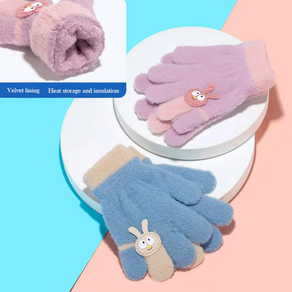 Guantes de invierno de alta calidad para niños y niñas, guantes de conejo cálidos, guantes de punto para niños y niñas de 2 a 6 años