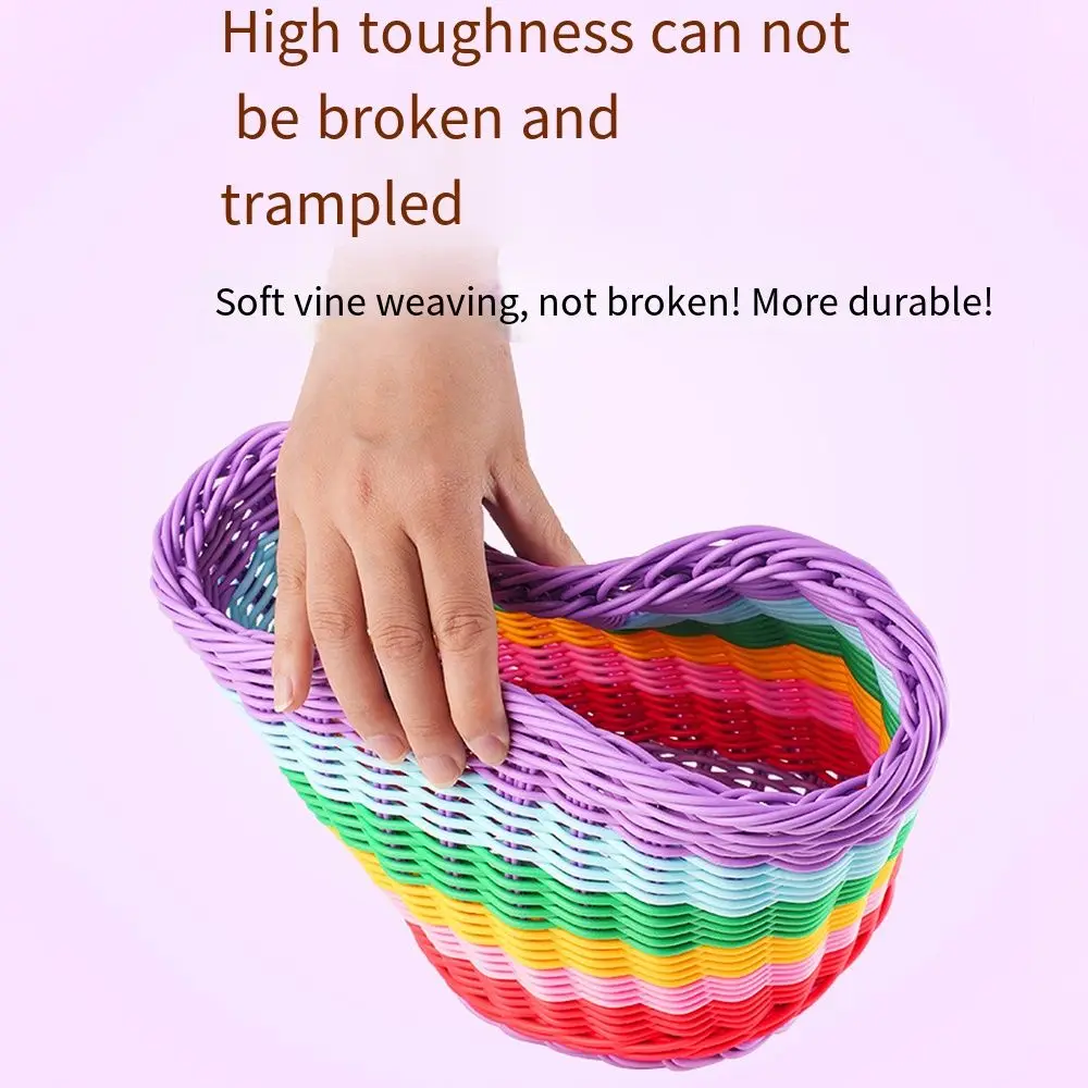 

Colorful Rattan Bicycle Basket Handwoven Removable Tiny Tricycle Baskets Durable Waterproof Rattan Storage Basket Girls