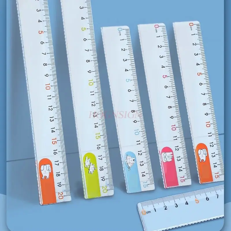 2pcs Straight ruler for elementary school students, wave ruler, first grade ruler, high aesthetic value cartoon simple office