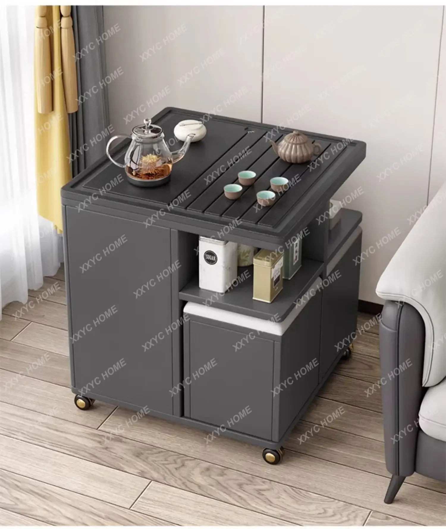 Movable tea table, fire stone coffee small apartment, intelligent simple living room, multi-functional storage, Kung Fu tea cart