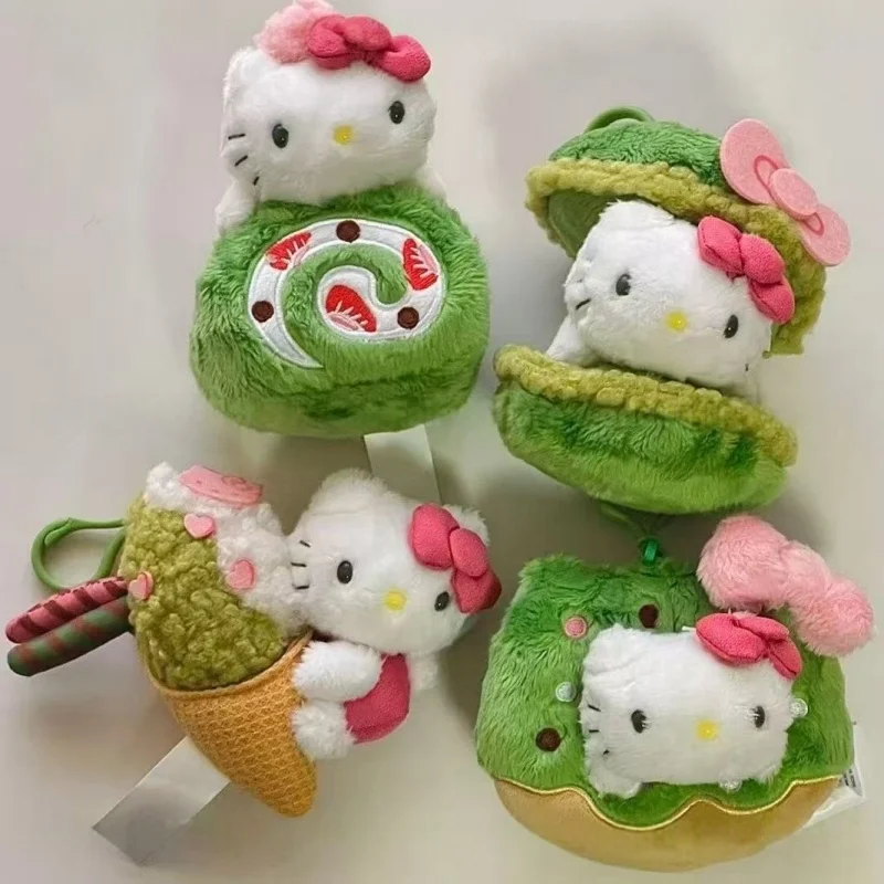 

NEW Sanrio Matcha Ice Cream Series Hello Kitty Cartoon Creative Plush Toys Pendant Dessert Kitty cat bag Accessories Charm Gift