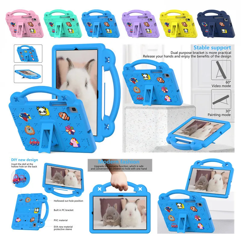 For Samsung Galaxy Tab S6 10.5 Inch 2019 SM-T860 T865 T867 Cartoon Pattern Kids Shockproof EVA Stand Case With Hand Holder Cover