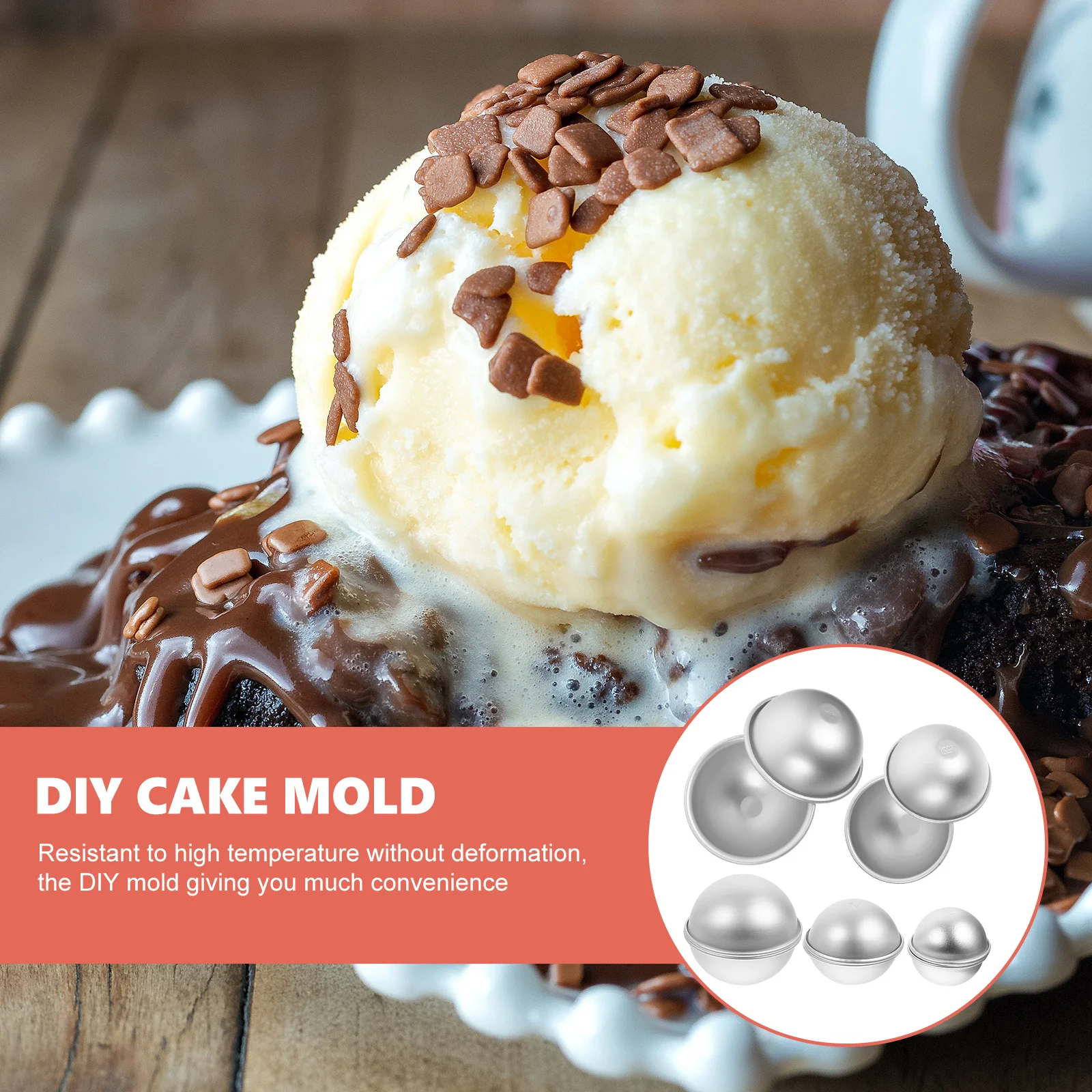 

5Pairs Heat Resistant Ball Shape Molds Premium Aluminium Alloy DIY Baking Accessory Molds Crafting Moulds