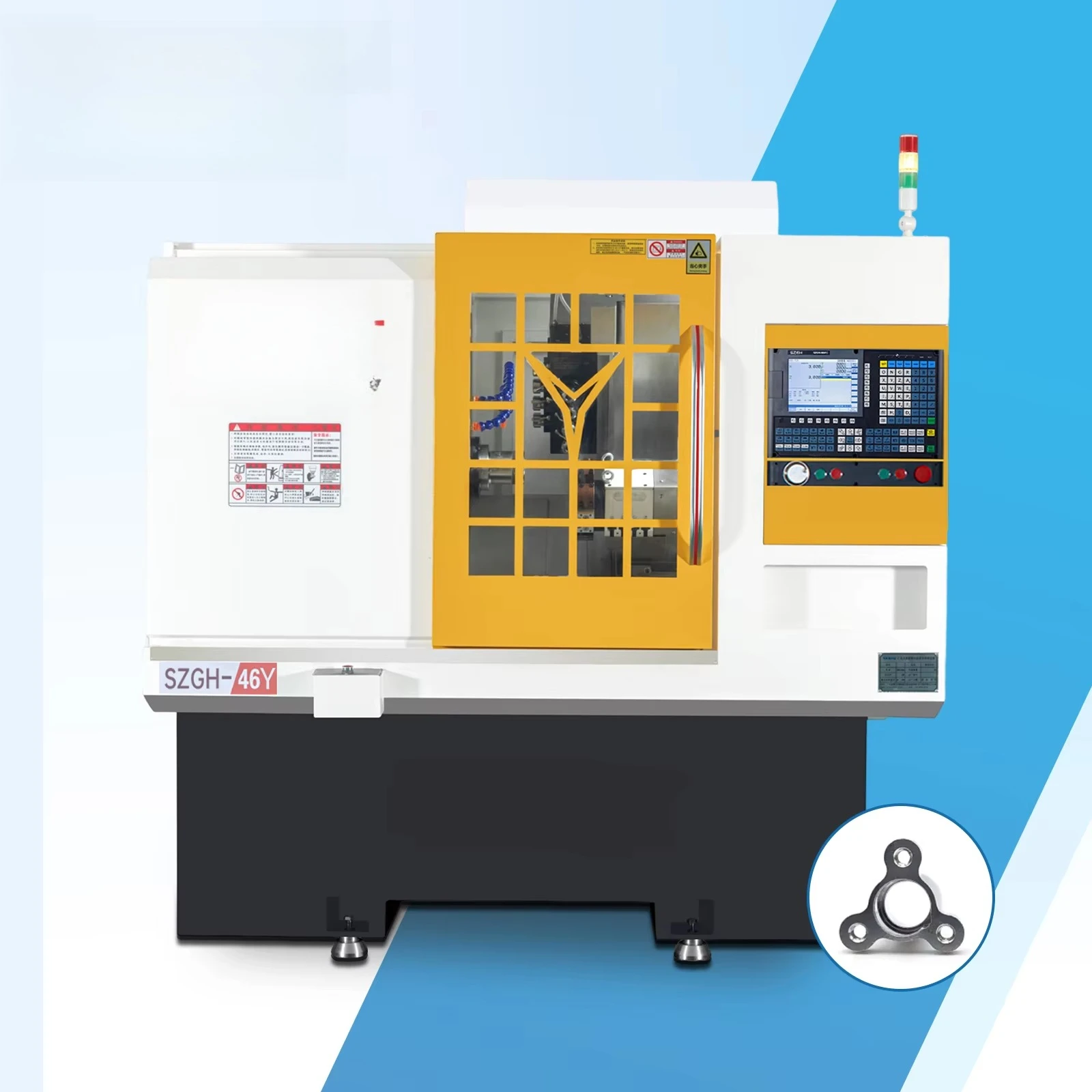 Multi-Task Slant Bed CNC 3-Axis, Bar Feeder Interface, Complex Program Processing