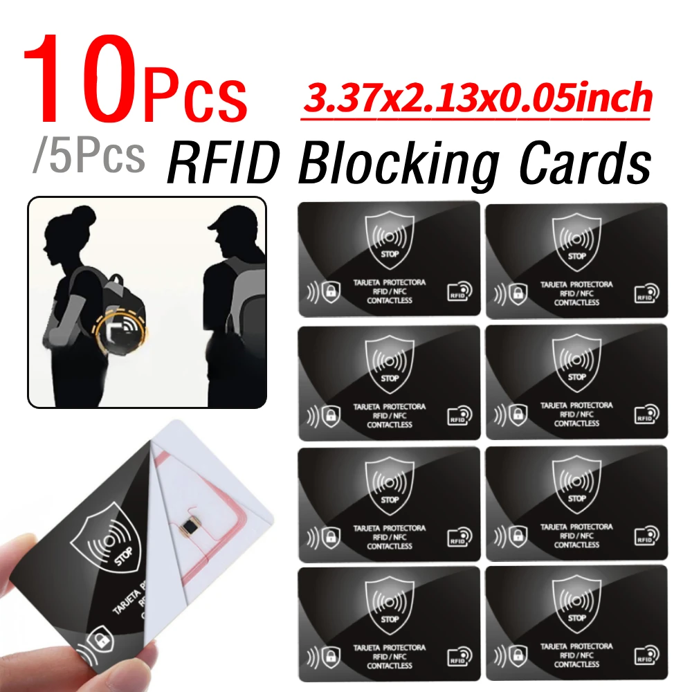 

5/10 шт. (5 шт. в упаковке) Ультратонкие RFID-блокирующие карты для защиты от NFC-сигналов: для дебетовых и кредитных карт, паспортов, для использования в кошельке