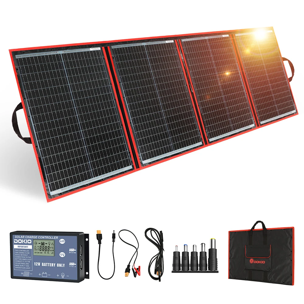 Dokio-Anaka 100W 160W 200W 300W Draagbare Opvouwbare Zonnepaneel met 12V Controller Flexibel Zonnepaneel voor Familiecampingtrip