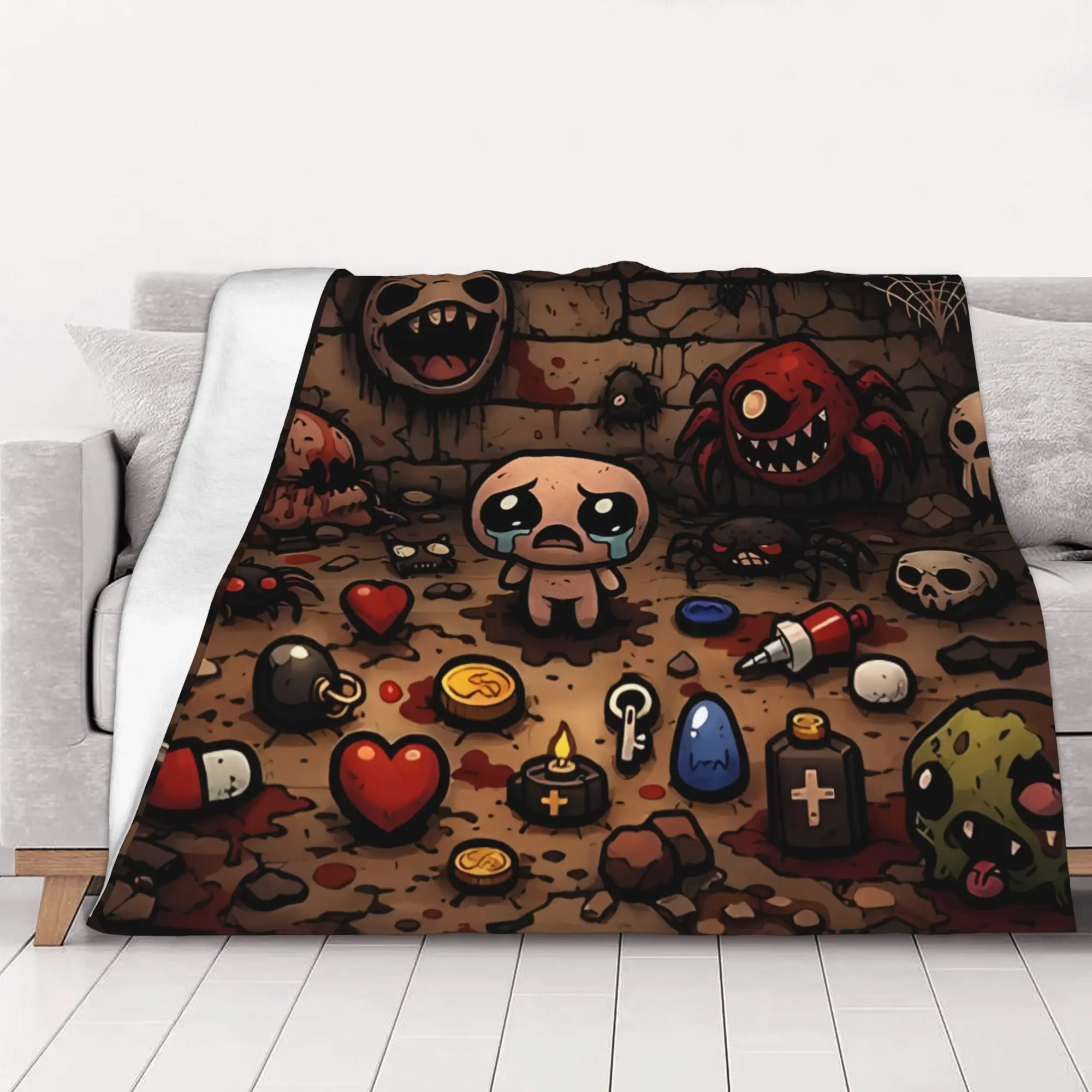 1PC home Cutecore friendly The Binding Of Isaac Rebirth Blanket Super Cosy Plush Home Living Room Sofa halloween