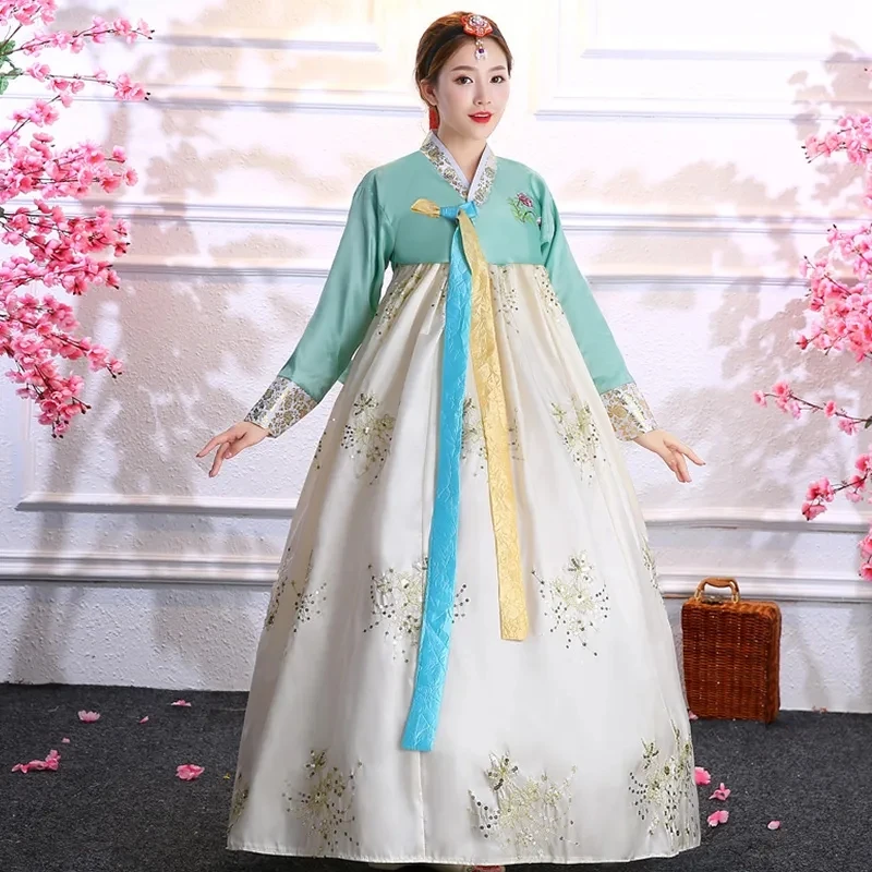 

Women Wear Hanbok Hanbok Traditional Embroidery Palace Hanbok Ancient Dress Ladies Korean National Stage Dance Performs Clothing