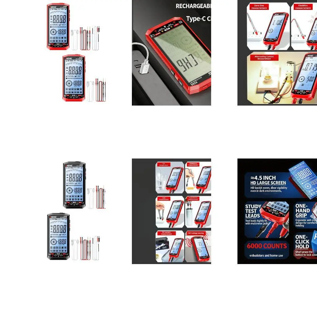 2Set Digital Multimeters With 4.5In Backlits Screen 6000Count For AC Direct Current Voltages Current Resistance Capacitance