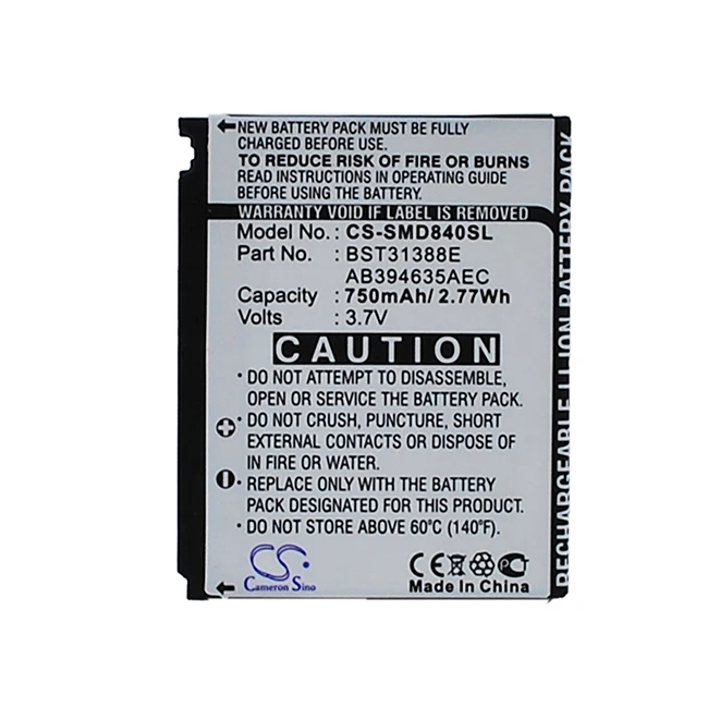 750mAh Battery for Samsung SGH-D848 SGH-D840 M359 AB394635AEC/STD AB394635CC BST31388E