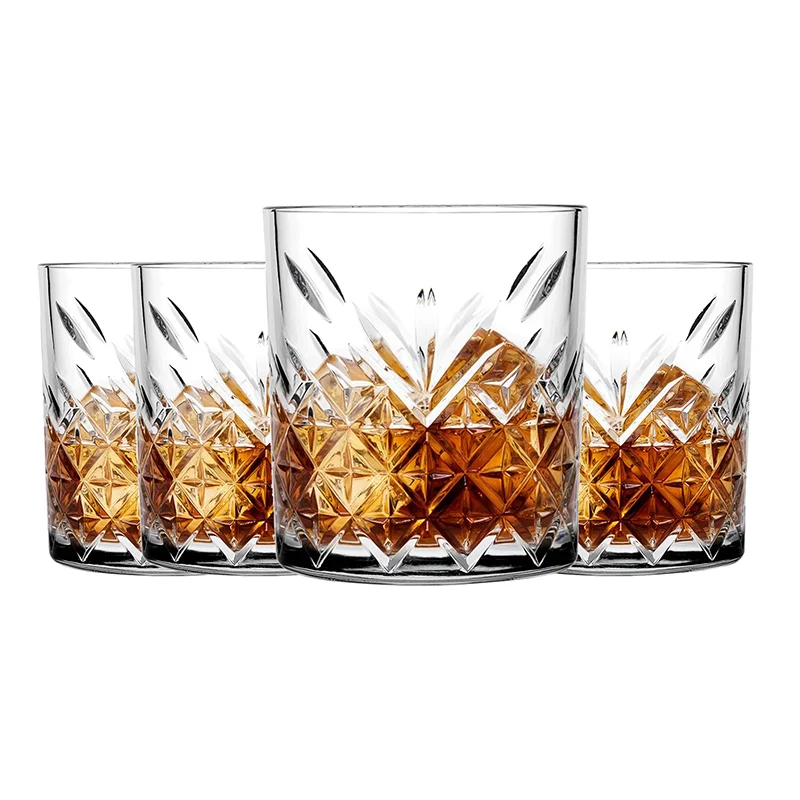 Whiskey Glasses Set of 4, Old Fashioned Bourbon Glass. Rocks Barware Lowball Tumblers For Drinking Scotch, Cocktail