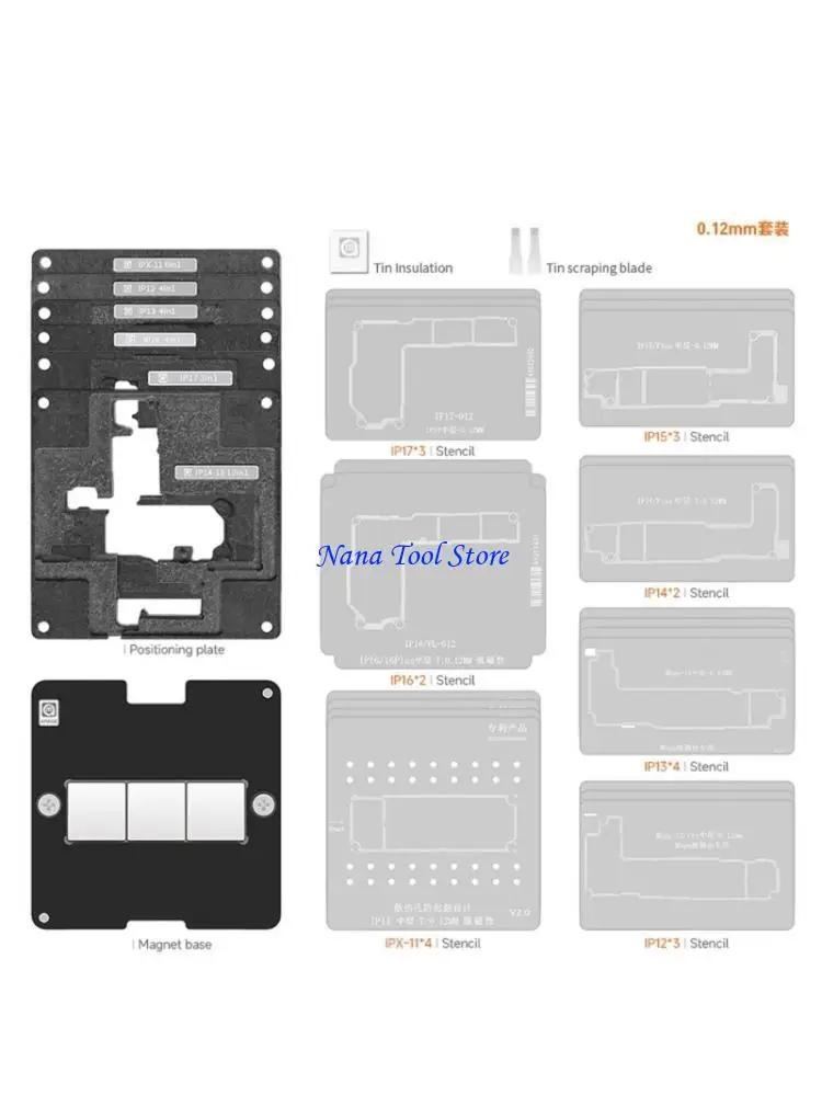 

31GJ IPX17 Middle Layer Mesh Reballing Station With Precise Alignment For 17Air/17Pro/17ProMax Smartphones Repair Tool