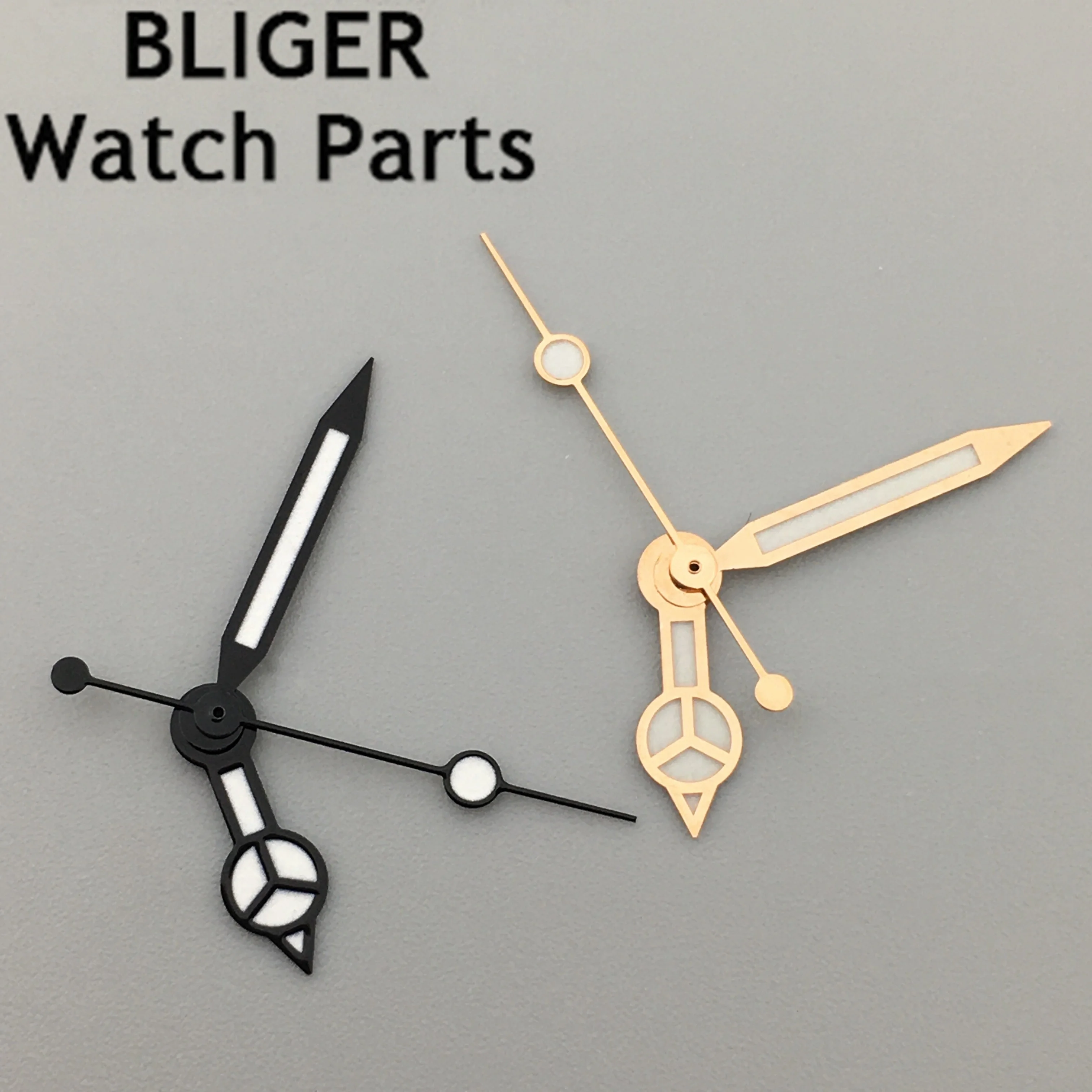 BLIGER-manecillas luminosas para reloj, accesorio de color negro, oro rosa, ajuste NH35 NH36 ETA 2824 2836 Miyota 8205 8215 821A Mingzhu 2813 3804, movimiento