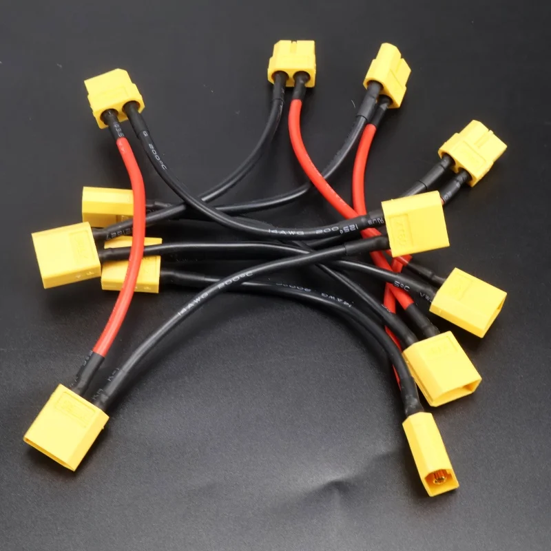 3PCS XT60 Serial Series Battery Connector Female /Male Adapter with 3.9inch 14AWG Silicone Cable for RC Lipo Battery Helicopter