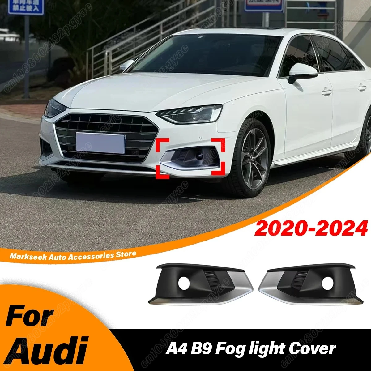 

For Audi A4 B9 2020 2021 2022 2023 2024 Automobile Front Bumper Fog Light Frame Protection Cover Lower Grille Body Modification