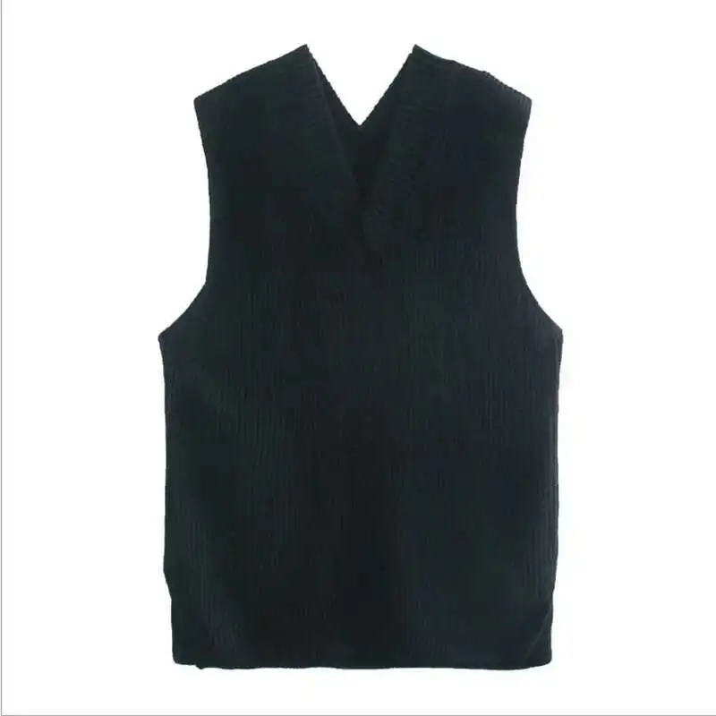 

2025 Spring New Leisure Commuter V-Neck Outer Sweater Vest Female