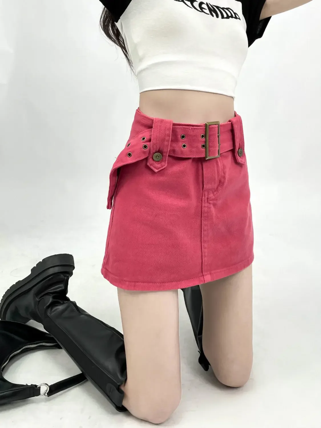 

Denim Skirts Women Rosy Summer Y2k Ulzzang Hotsweet Vintage Streetwear Solid Sexy Students Harajuku High Waist Dopamine Style