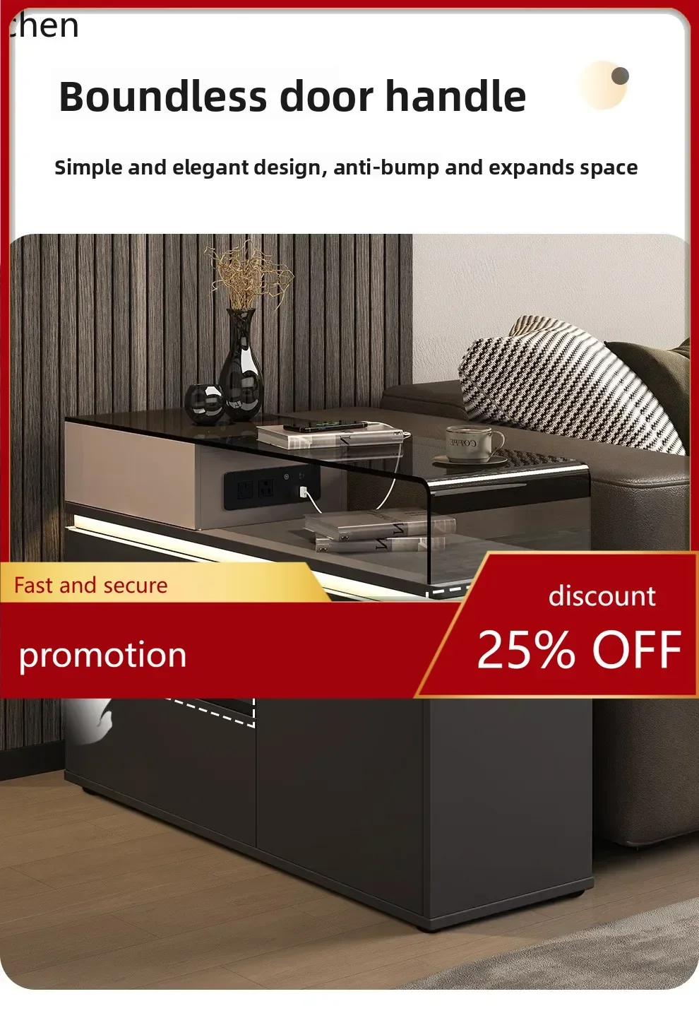 AB  Sofa Side Cabinet Movable Living Room Home Corner Table Side Table with Socket and Lig