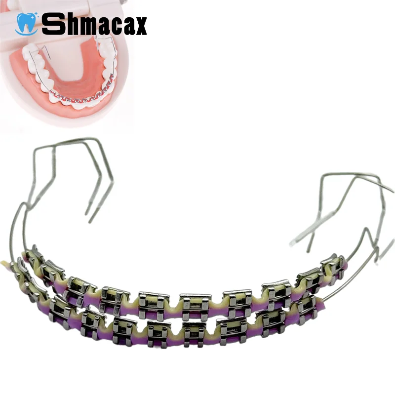 

Colorful Two Tone Dental Fake Braces Temporary Tooth Decoration With Metal Wires Bracket Ligature Tie Dental Tool