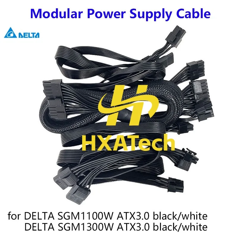 HXATech- 6pcs/set Modular Cable Kit PCI-E 6+2p CPU 8p SATA IDE Power Cable for DELTA SGM1100W SGM1300W ATX3.0