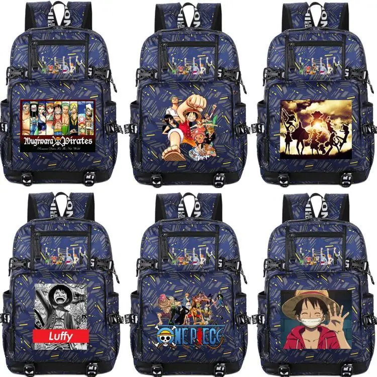 Luffy School Bag One Piece Anime Sauron Chopper White Beard Cartoon Print Junior High School Student Backpack Backpack