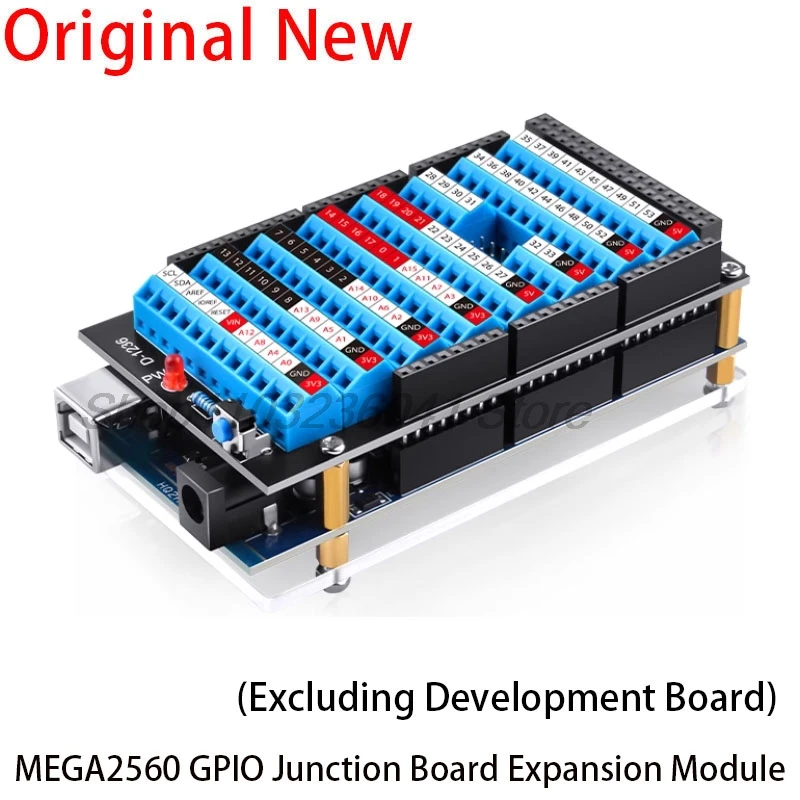 قبعة Arduino لـ Arduino MEGA 2560 R3 زر إعادة ضبط القبعة الطرفية ولوحة حماية من الأكريليك بمؤشر LED