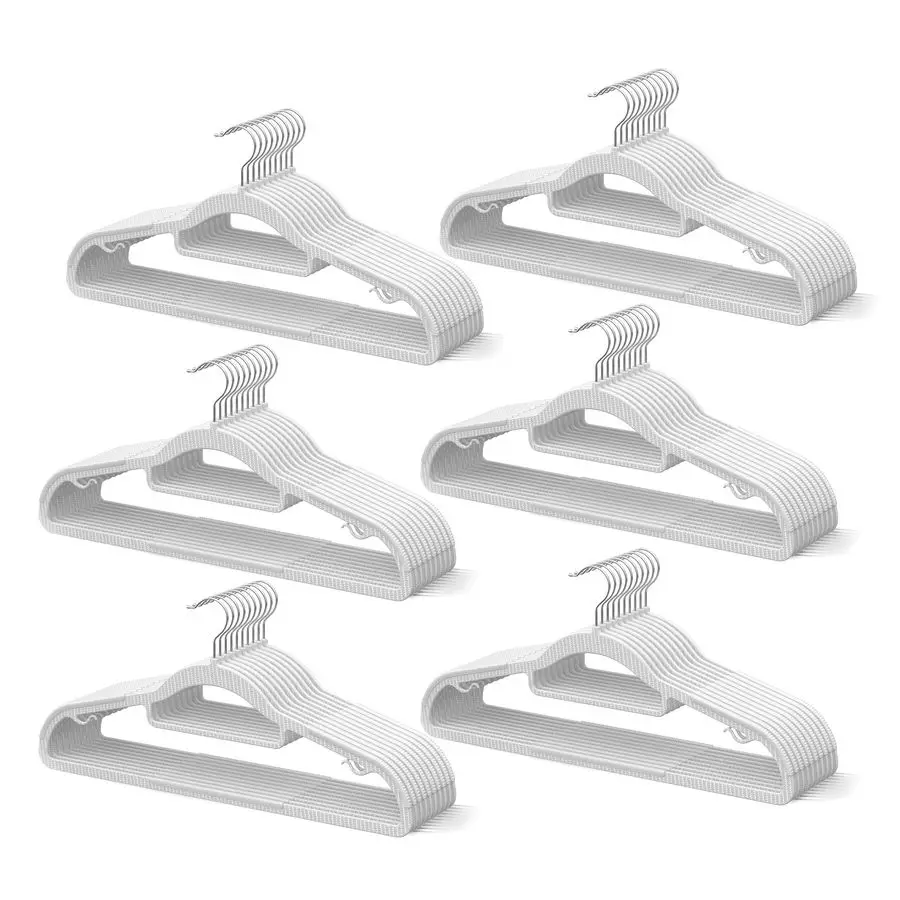 

Набор тонких компактных вешалок для экономии места, нескользящие вешалки для одежды с текстурированной поверхностью и пластиковым крючком на 360 градусов, органайзер для шкафа