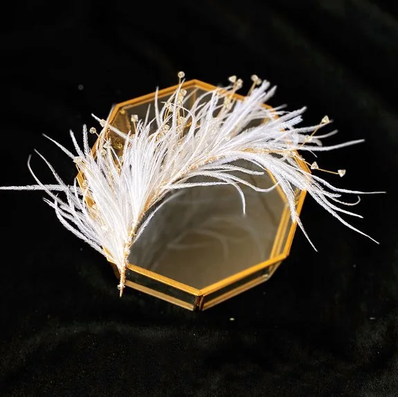 Fashion Boho Feather Headband for Woman Festival Hair Accessories White Feather Turban Ladies Adjust Hairband