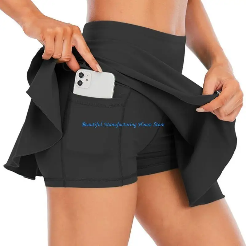 

E56A Tennis Skirt Athletic High Waist Golf Skorts Sport Workout Pleated Skirt Skorts