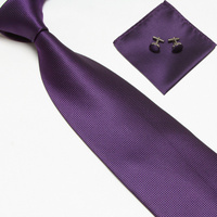 Men's Necktie Set Business Polyester tie Pocket Square Sleeve Button Hanky Handkerchief  Wedding Office Clothing Accessory