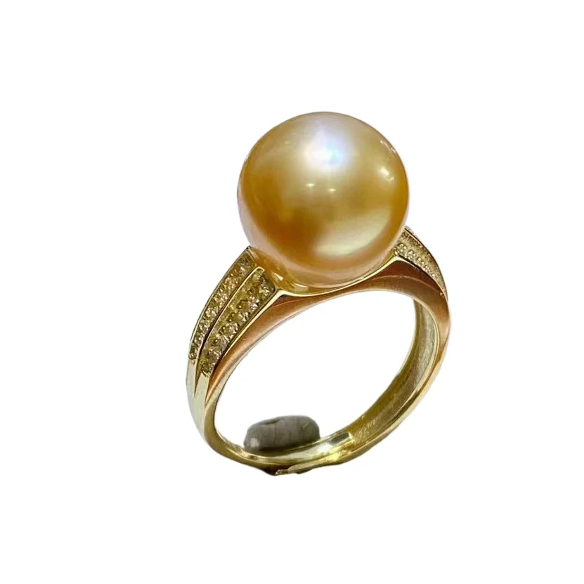 

Charming 10-11mm South Sea Gold Round Pearl Ring 925