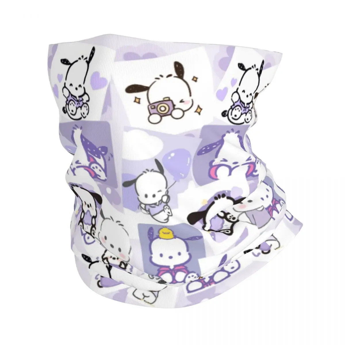 Custom Cute Pochacco Pattern Bandana Winter Neck Warmer Women Windproof Wrap Face Scarf for Ski Comic Hot Gaiter Headband