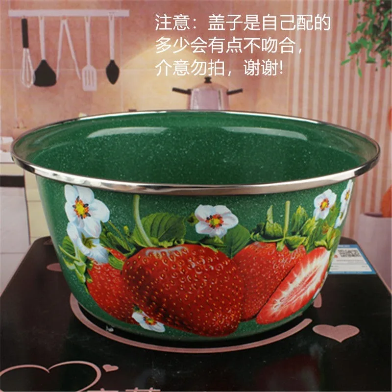 Nordic Extra Thick Enamel Basin Enamel Bowl Mixing Basin Deepening Multi-purpose Basins Washing Vegetable Basins Flavor Bowls