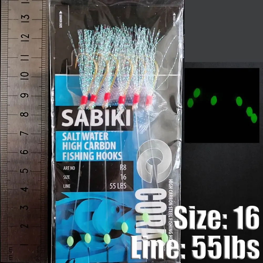 

With Barb Fishing Sabiki Rigs Noctilucent Light Anti-rust Lunker Sabiki Lure Flexible Strong Sea Fishing Tackle