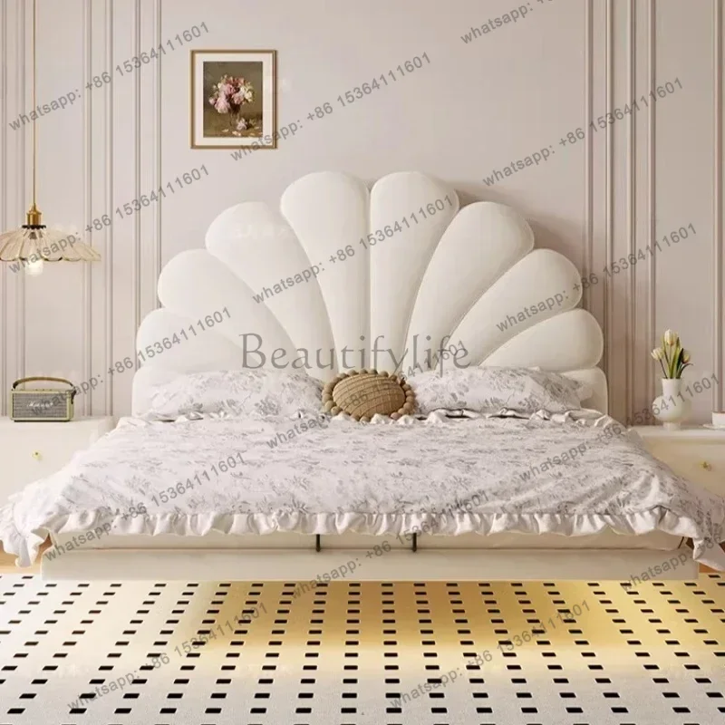 FG Cream Style Design Double Bed 180x200cm King Size Minimalist Design Bed 2 People Comfortable Camas De Dormitorio Furniture