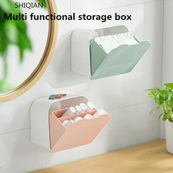 SHIQIAN Multi functional flip home wall mounted storage box, sanitary napkins, cosmetics, cotton pads, medicine storage box